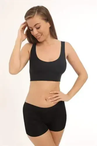 Basic Laser Cut Seamless Women's Boxer Panties 3 Pack Black - BÜYÜKBEDENIZ (1)