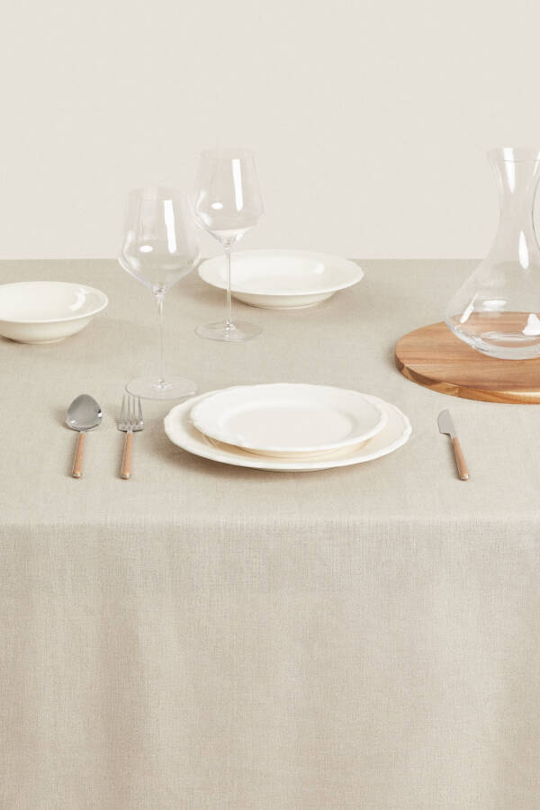 Basic linen tablecloth - Light beige - 14