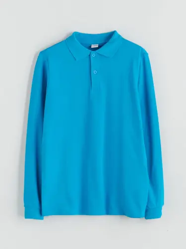Basic Long Sleeve Polo Shirt for Boys - 1