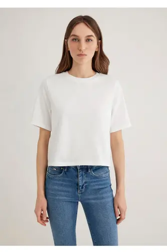 basic loose fit %100 cotton women's t-shirt - 3