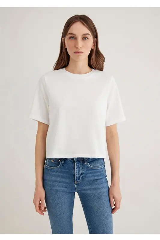 basic loose fit %100 pamuk kadın t-shirt - 3