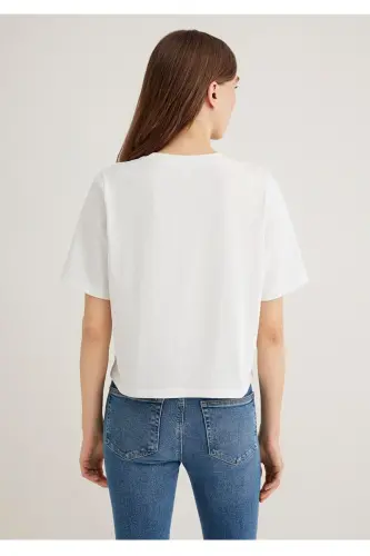 basic loose fit %100 pamuk kadın t-shirt - 4
