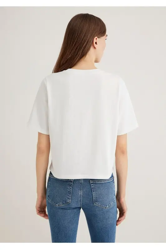 basic loose fit %100 pamuk kadın t-shirt - 4