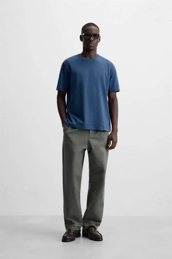 BASIC MEDIUM WEIGHT T-SHIRT-Blue - 1