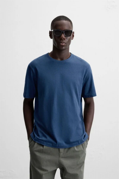 BASIC MEDIUM WEIGHT T-SHIRT-Blue - MODAZONE (1)