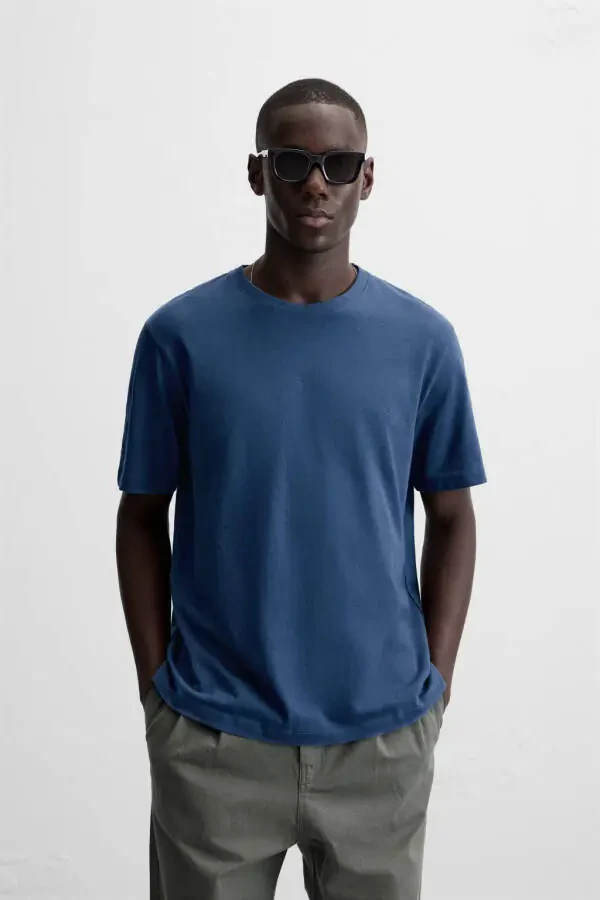 BASIC MEDIUM WEIGHT T-SHIRT-Blue - 2