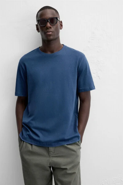 BASIC MEDIUM WEIGHT T-SHIRT-Blue - 5