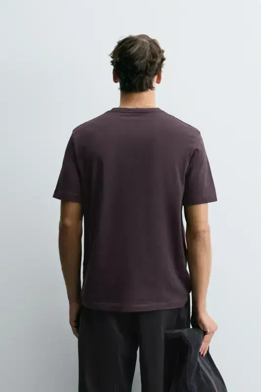 BASIC MEDIUM WEIGHT T-SHIRT-Dark aubergine - 3
