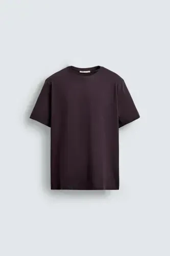 BASIC MEDIUM WEIGHT T-SHIRT-Dark aubergine - 7