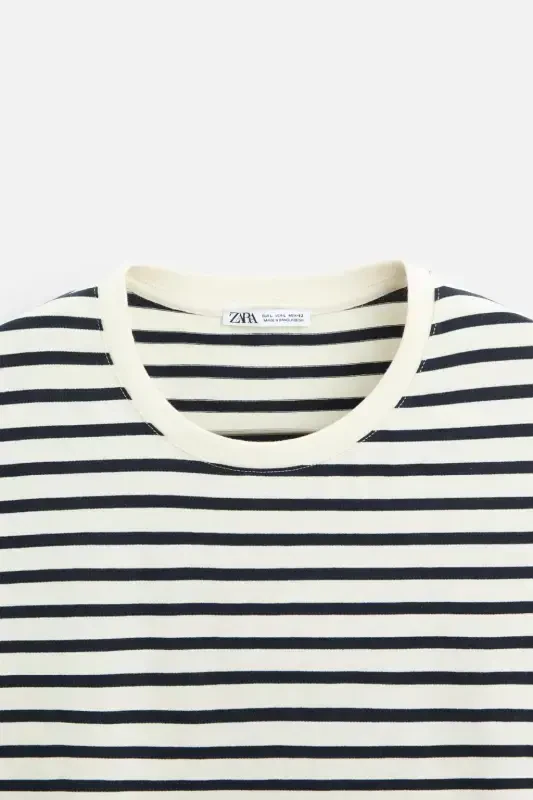 BASIC MEDIUM WEIGHT T-SHIRT-Ecru / Navy Blue - 9
