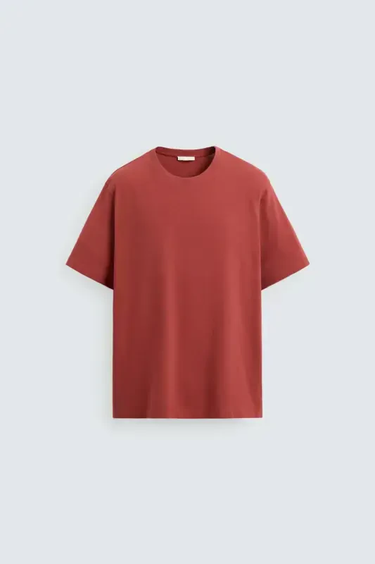 BASIC MEDIUM WEIGHT T-SHIRT-Intense red - 7