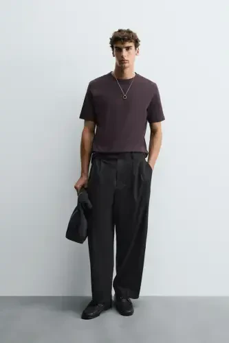 BASIC MEDIUM WEIGHT T-SHIRT - To‘q badimjon 