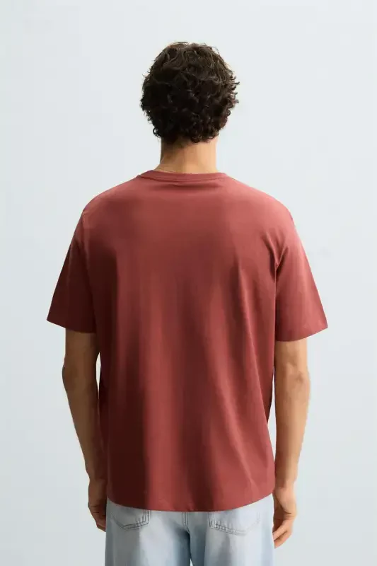 BASIC MEDIUM WEIGHT T-SHIRT - To‘q qizil - 3