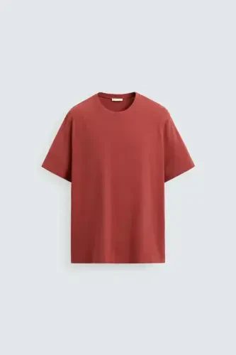 BASIC MEDIUM WEIGHT T-SHIRT - To‘q qizil - 7