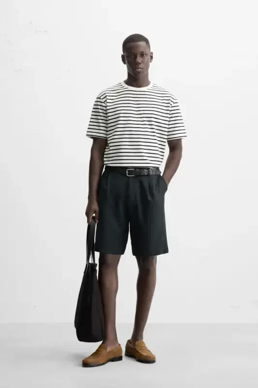 BASIC MEDIUM WEIGHT TİŞÖRT-chiziqli - ZARA