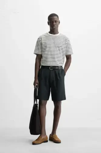 BASIC MEDIUM WEIGHT TİŞÖRT-çizgili 