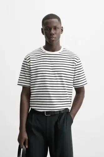 BASIC MEDIUM WEIGHT TİŞÖRT-çizgili - ZARA (1)