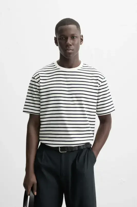 BASIC MEDIUM WEIGHT TİŞÖRT-çizgili - 2