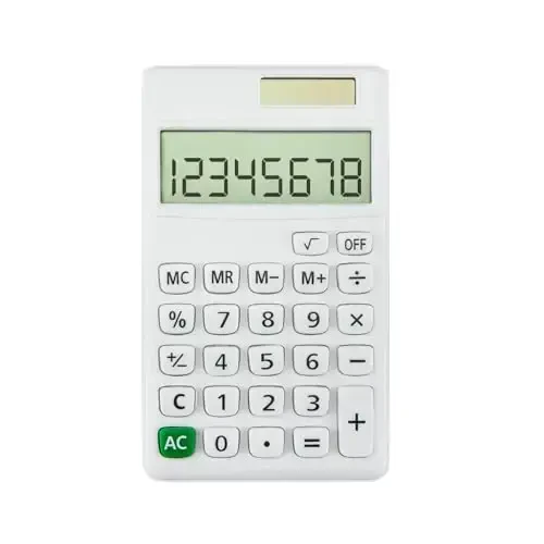 Basic Mini 4 Function Calculators,Calculator Small,Back to School First Day of School Supplies,Desk Calculator,White Solar Pocket Calculators for Students Home Office Middle - 1
