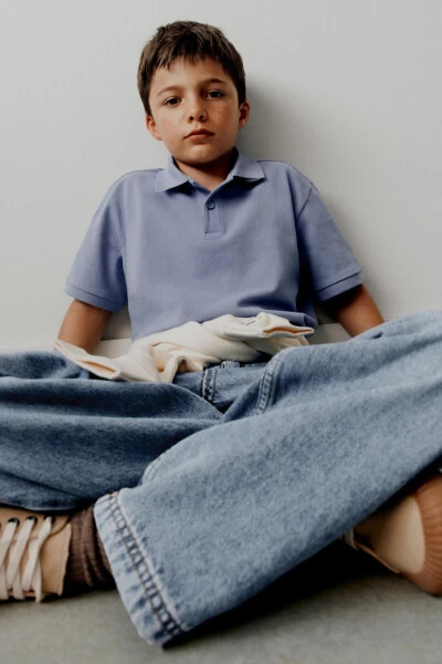 BASIC Oddiy Polo yoqa FUTBOLKA - Och havo rang - MODAZONE