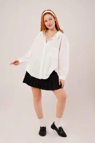 Basic Oversize Oq Ko'ylak - 1