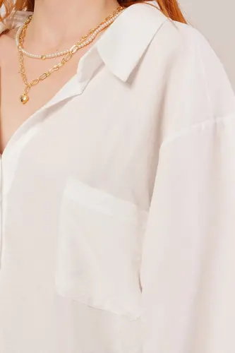Basic Oversize White Shirt - 3