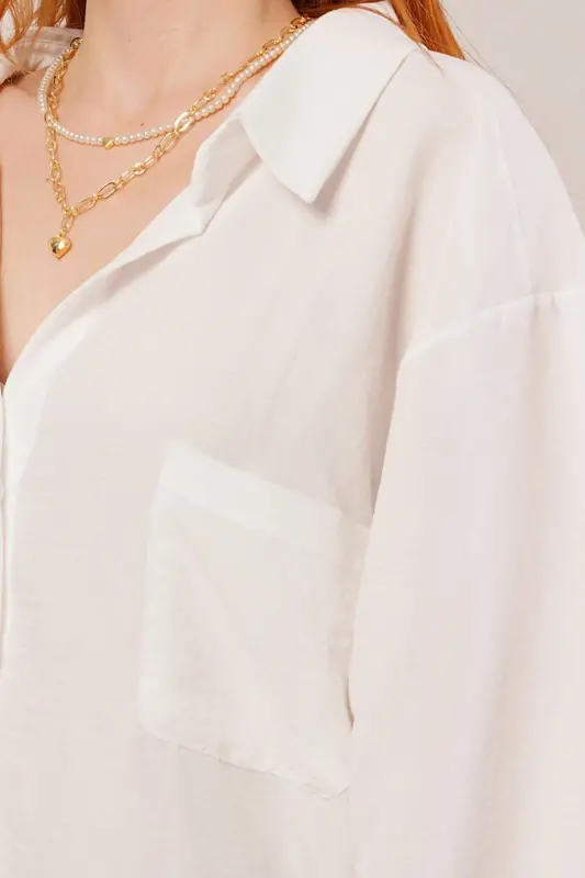 Basic Oversize White Shirt - 3