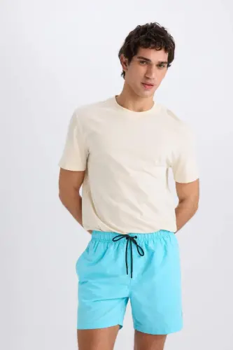 Basic Plain Mesh Lined Short Boy Sea Shorts Navy Blue - 3