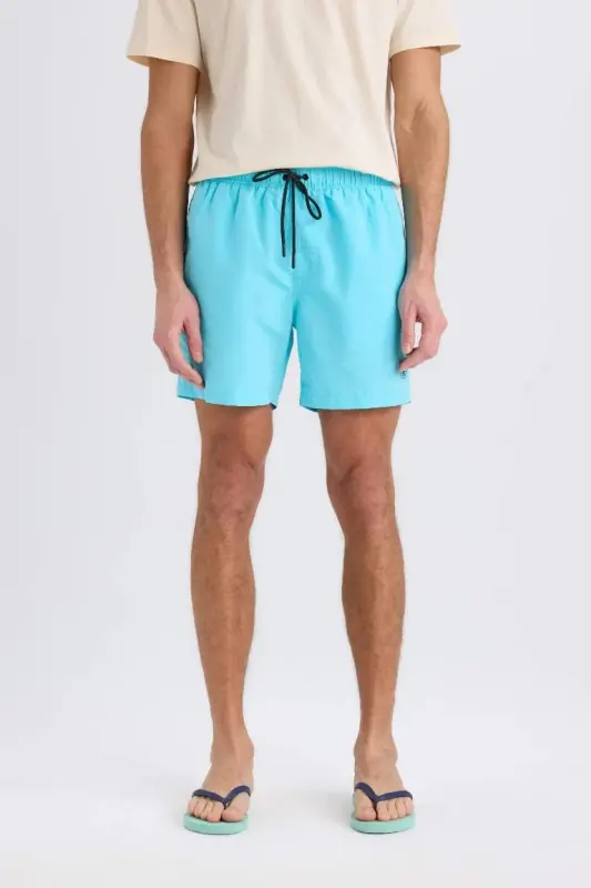 Basic Plain Mesh Lined Short Boy Sea Shorts Navy Blue - 4