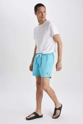 Basic Plain Mesh Lined Short Boy Sea Shorts Navy Blue - 3