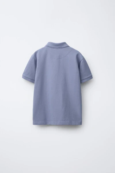 BASIC PLAIN POLO COLLAR T-SHIRT-Light blue - 3
