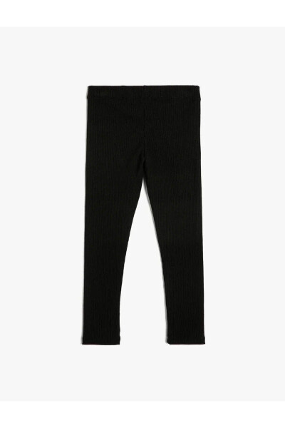 Basic Ribbed Leggings, Elastic Waistband - 3