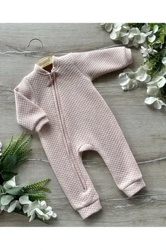 Basic Seasonal Quilted Shiny Baby Overalls Pink-pink - PATSAN