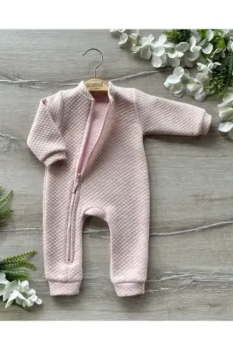 Basic Seasonal Quilted Shiny Baby Overalls Pink-pink - PATSAN (1)