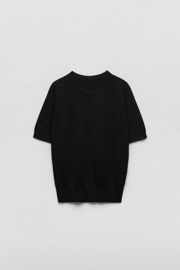 Basic Short Sleeve Knit Sweater - 4