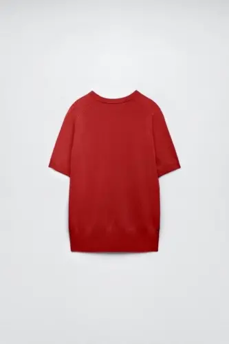 Basic Short Sleeve Knitwear Sweater-burgundy - NEER (1)