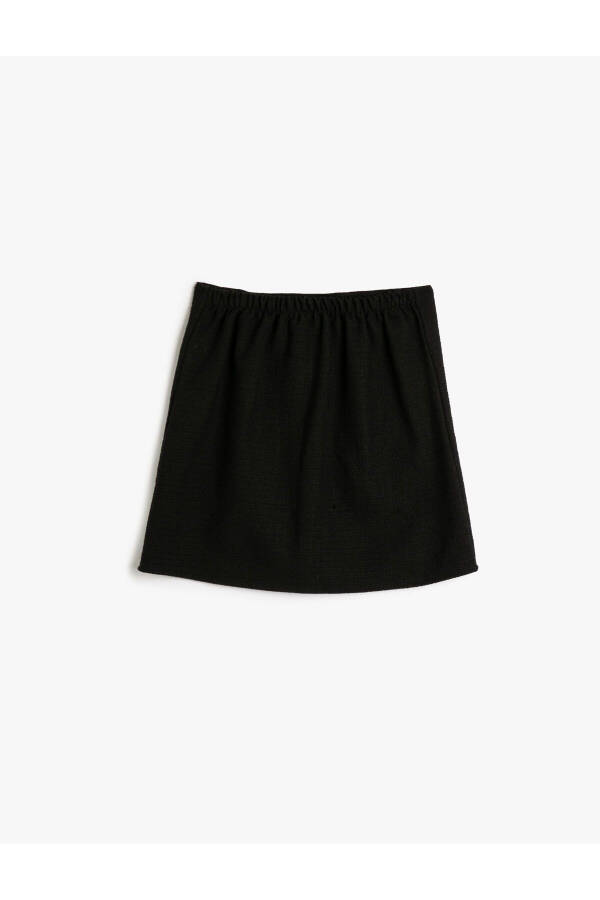 Basic Skirt with Button Detail and Elastic Waist - 2