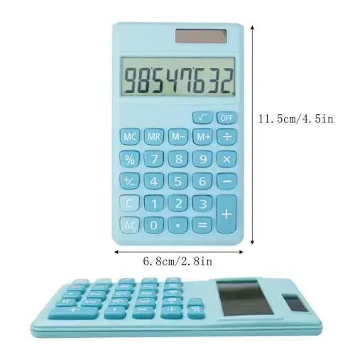 Basic Standard Calculators Small Digital Desktop Calculator with 8-Digit LCD Display, Battery Solar Power Smart Calculator Children's School Adult Office Family Standard Functions (8 bit Blue) - 2