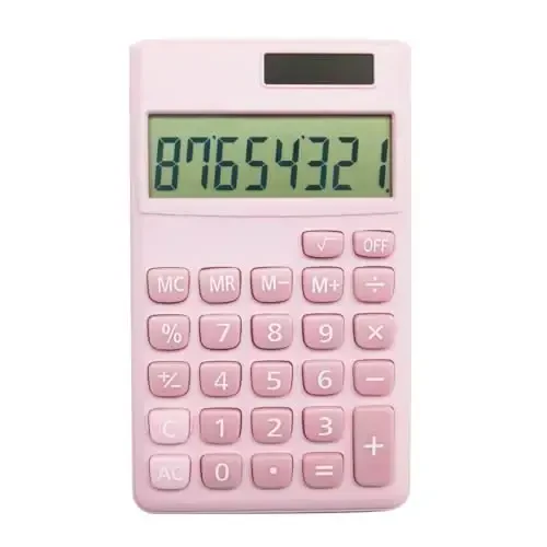 Basic Standard Calculators Small Digital Desktop Calculator with 8-Digit LCD Display, Battery Solar Power Smart Calculator Children's School Adult Office Family Standard Functions (8 Bit Pink) - 1