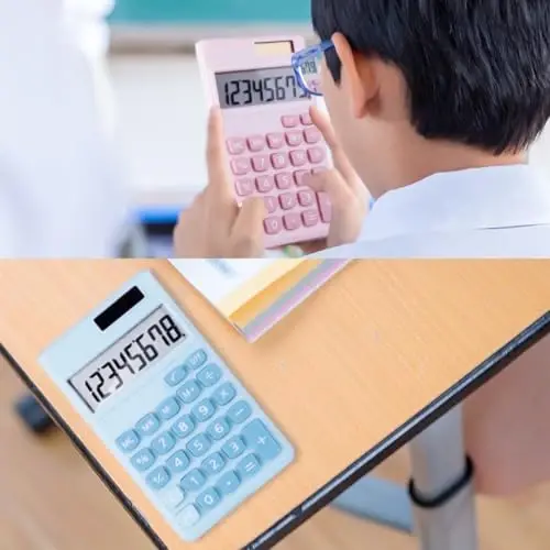 Basic Standard Calculators Small Digital Desktop Calculator with 8-Digit LCD Display, Battery Solar Power Smart Calculator Children's School Adult Office Family Standard Functions (8 Bit White) 