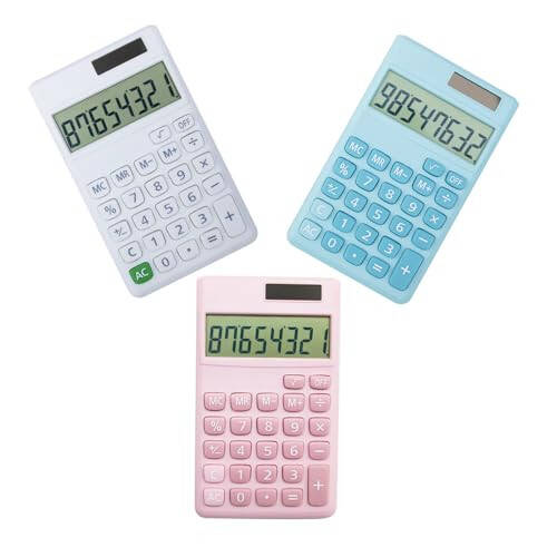 Basic Standard Calculators Small Digital Desktop Calculator with 8-Digit LCD Display, Battery Solar Power Smart Calculator Pocket Size for Kids for Home School (blue 2pcs) - 7