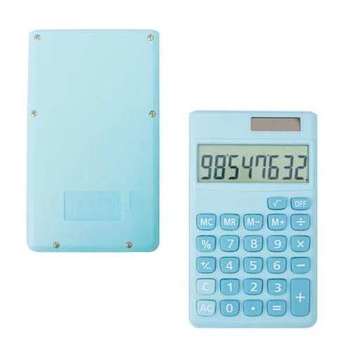 Basic Standard Calculators Small Digital Desktop Calculator with 8-Digit LCD Display, Battery Solar Power Smart Calculator Pocket Size for Kids for Home School (blue 2pcs) - 5