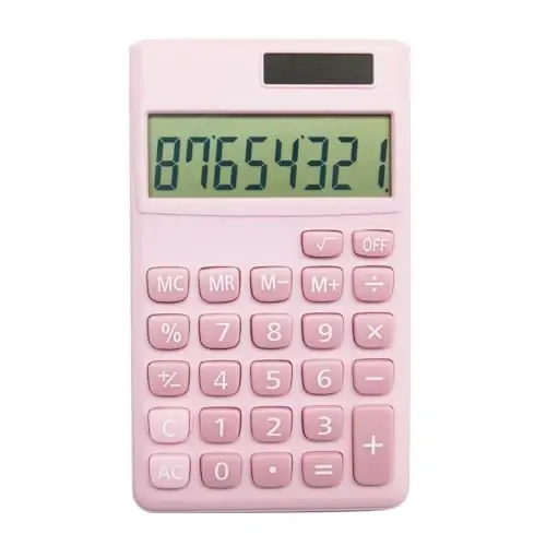 Basic Standart Kalkulyatorlar 8-Digit LCD Displey bilan kichik raqamli stol kalkulyatori, Batareya Quyosh energiyasi Smart Kalkulyator Bolalar maktabi Kattalar ofisi Oila Standart Funktsiyalari (8 Bit Pushti) 