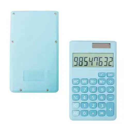 Basic Standart Kalkulyatorlar 8-Digit LCD Displey bilan kichik raqamli stol usti kalkulyatori, Batareya Quyosh energiyasi Smart Kalkulyator Bolalar Maktabi Katta Ofis Oilasi Standart Funktsiyalar (8 bit Moviy) - 4