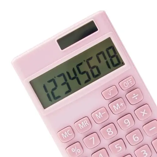 Basic Standart Kalkulyatorlar 8 xonali LCD displeyli kichik raqamli stol kalkulyatori, batareyali quyosh energiyasi Smart Kalkulyator bolalar uchun uy maktabi uchun cho'ntak o'lchami (pushti 2 dona) - 4
