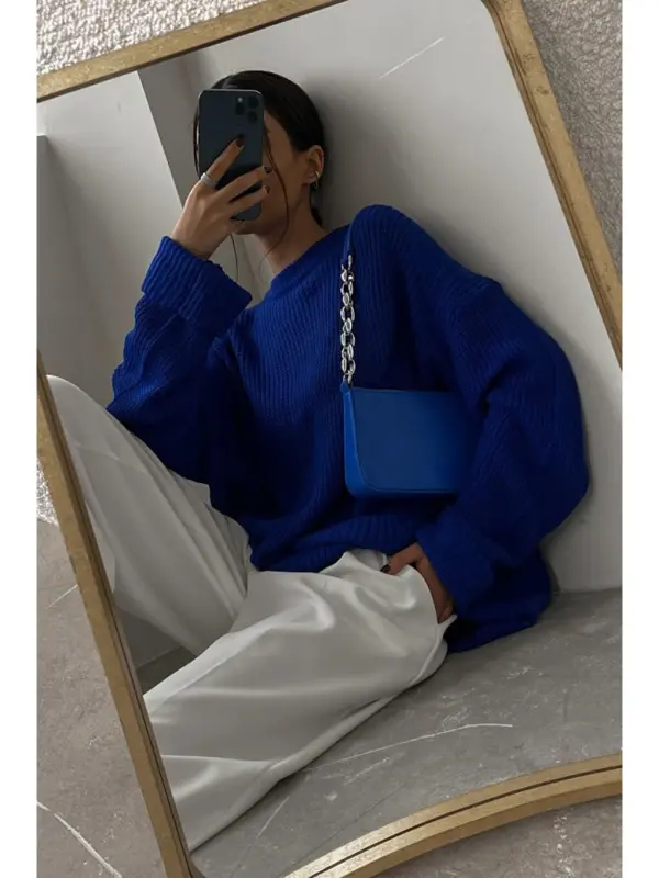 Basic Sweater with Polo Collar MG1264 - 1