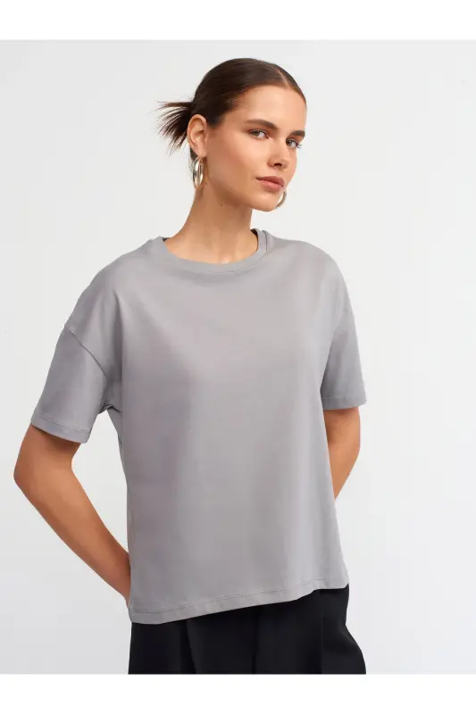 Basic T-shırt P3683-GRİ - 3