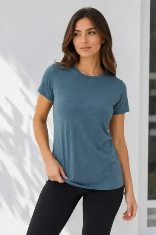 Basic Tişört Bisiklet Yaka Kısa Kol Günlük Yazlık Slim Fit T-Shirt - Füme - BÜYÜKBEDENIZ