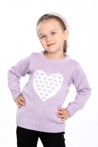 Kız Çocuk Regular Fit Basic Triko Kazak-LİLA - CLOUDY KIDS (1)