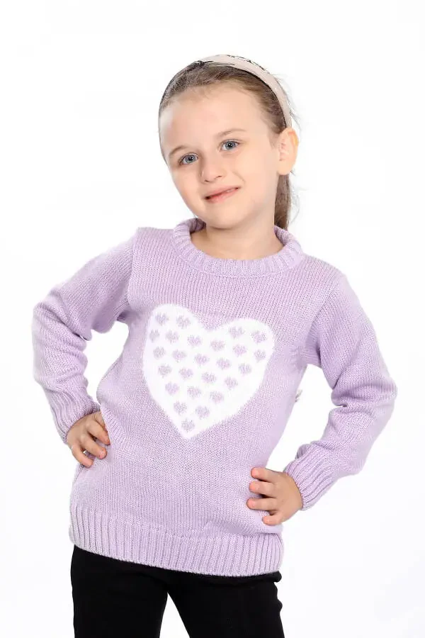 Kız Çocuk Regular Fit Basic Triko Kazak-LİLA - 2